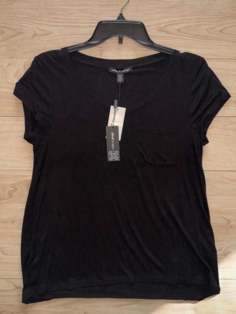 Cable & Gauge Black Short Sleeve Pocket Tee